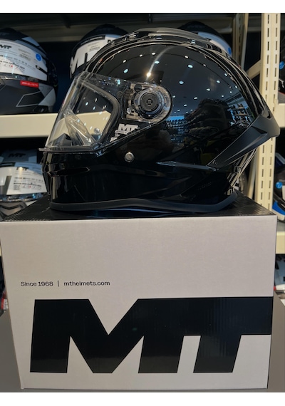 Mt Helmets Stinger 2 Pure A1 Siyah Parlak Ff126 Şeffaf Vizörlü Parlak Siyah