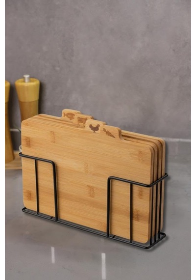 Bambu Standlı Kesme Tahtası 4lü Set - M7b11 Diğer