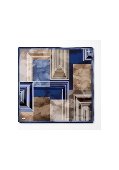 Levidor Geometrik Desen Twill İpek Eşarp-0941 Lacivert
