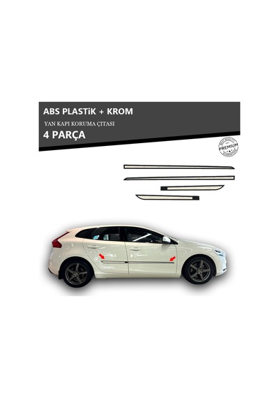 Volvo V40 Yan Kapı Koruma Çıtası Plastik + Krom