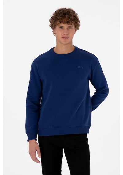 U.S. Polo Assn.  Erkek Comfort Fit Bisiklet Yaka Şardonlu İndigo Basic Sweatshirt 50313757-VR028