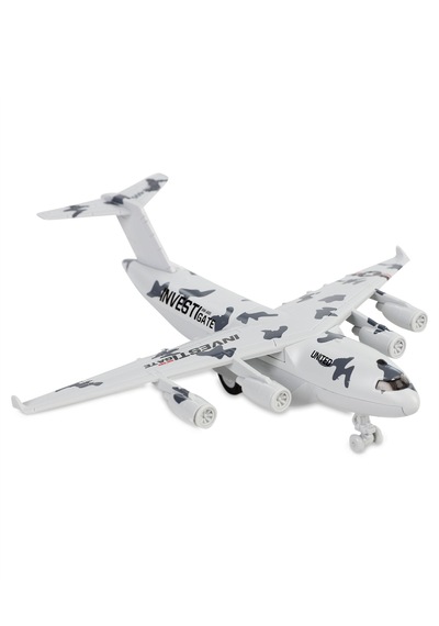 Diecast Metal Askeri Kargo Uçağı Gri Sesli Işıklı