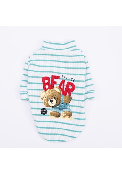 Yeşil Bear With Me Baskılı Triko Sweat Kedi Köpek Sweat Kedi Köpek Kıyafeti