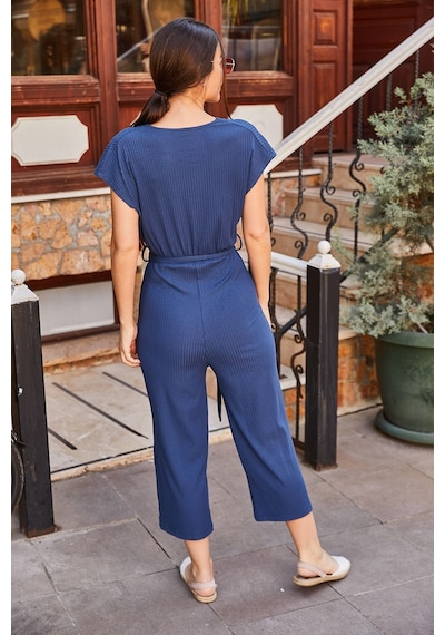 Armonika Kadın Lacivert Kruvaze Beli Kemerli Tulum Arm-20y042008