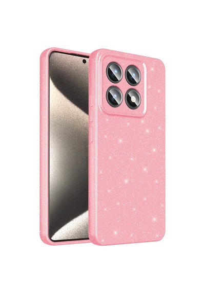 Lexroo Xiaomi 14t Pro Kılıf Kamera Korumalı Simli Lüks Koton Kılıf - Açık Pembe