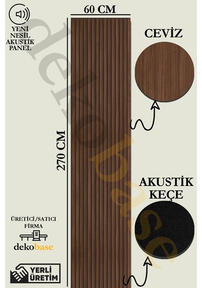 Ceviz 60x270 Yeni Nesil Akustik Ahşap Duvar Paneli