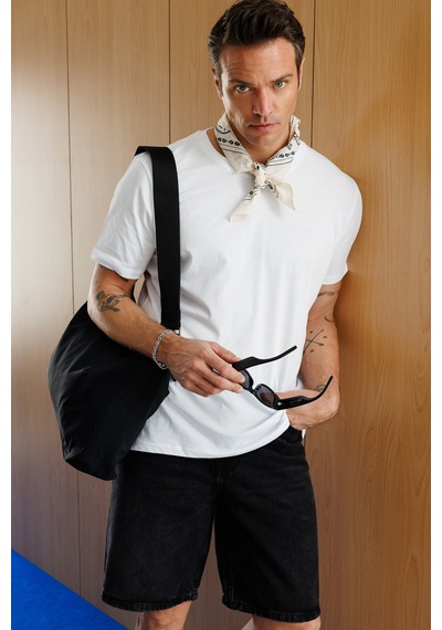 Genius Store Erkek T-shirt %100 Pamuk Regular Fit Standart Kesim Bisiklet Yaka Basic Tişört Basıc-t-shırt1 Beyaz