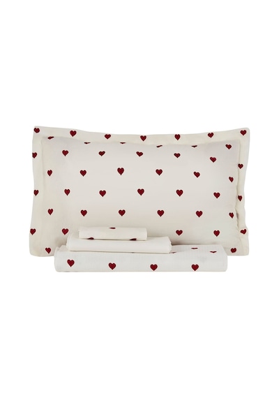 Karaca Home Amour Kalp Desenli %100 Pamuk Çift Kişilik Pike Takımı Kırmızı