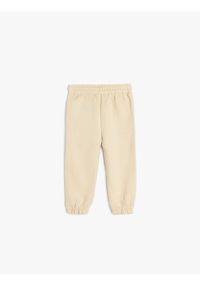Koton Jogger Pantolon Beli Bağlamalı Lastikli Cepli Bej 4smb40133tw Ekru