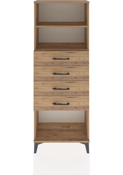 Arges Dolap 2 Raflı 4 Çekmeceli 60x30x163 Çam-çam Atlas Çam
