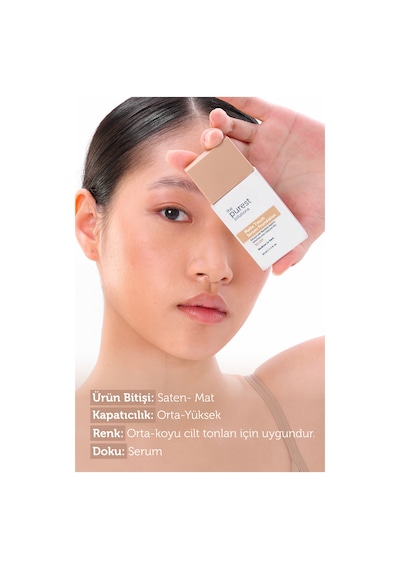 The Purest Solutions Sebum Dengeleyici & Matlaştırıcı Serum Fondöten SPF 50+, 30 ml – Orta / Koyu Ton