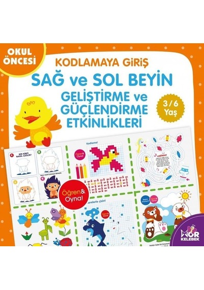 Okul Öncesi Kodlamaya Giriş 3 - 6 Yaş Mor Kelebek: Sağ ve Sol Beyin Geliştirme ve Güçlendirme Etkinlik- Halk Kitabevi