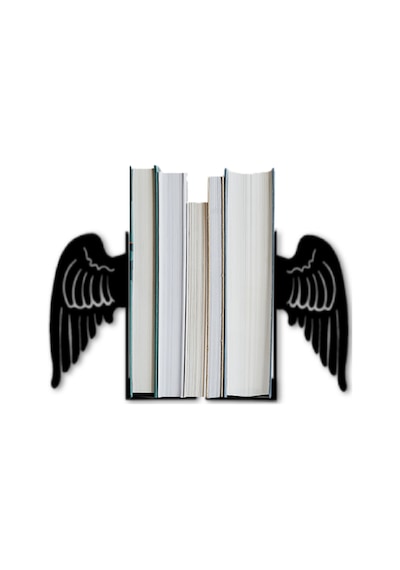 Metal Kitap Tutucu Melek Kanatları Figürlü Kitap Desteği, Dekorat