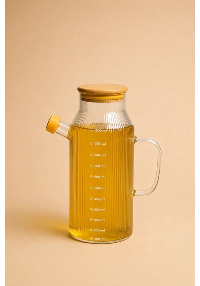 1 Litre Borosilikat Cam Yağdanlık Şeffaf - 939516626 Şeffaf