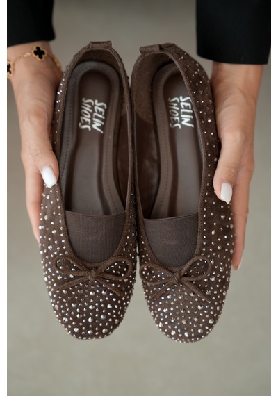 Selin Shoes Ziva Süet Üzeri Taş Detay Fiyonk Aksesuar Kadın Babet- Kahve Süet Kahverengi Selin Shoes Ziva Süet Üzeri Taş Detay Fiyonk Aksesuar Kadın Babet- Kahve Süet Kahverengi