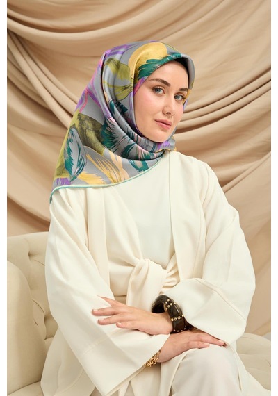 Silk Home Twill İpek Eşarp - 11480-51 Metalik Gri Yeşil