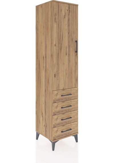 Hyperion Dolap 2 Raflı 4 Çekmeceli Tek Askılı 44x44x195 Çam-çam Atlas Çam