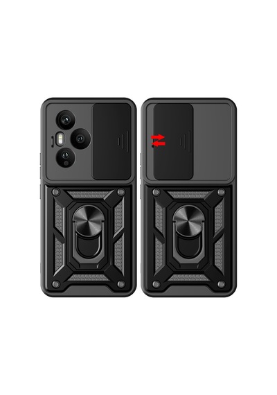 Honor 400 Pro Kılıf Sürgülü Kamera Koruyucu Manyetik Standlı Tank Koruma Cherena Siyah