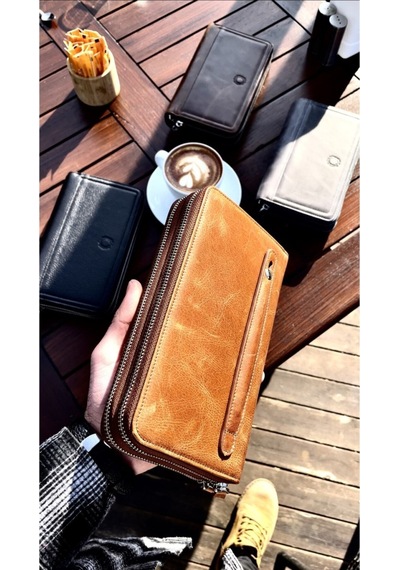 Taba Unisex Telefon Cüzdanı El Çantası Taba