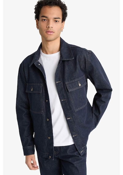 Defacto Relax Fit Düğmeli Jean Ceket F8292ax25aunm34 Mavi