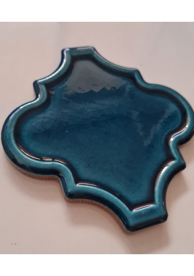 Armada Çini 12x12 Ottoman Rölyefli Arabesk Petrol Mavisi Çini