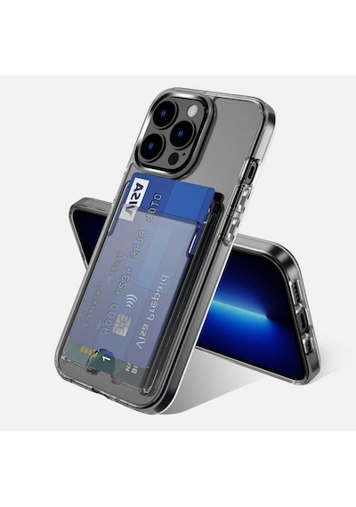 Apple Uyumlu iPhone 13 Pro Kılıf Zore Ensa Kartlık Bölmeli Şeffaf Kılıf Renksiz