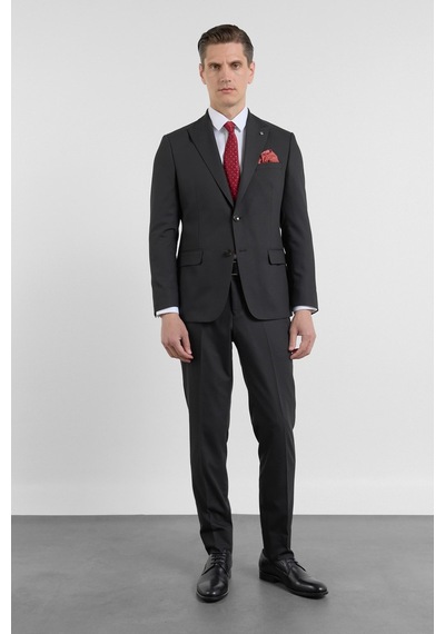 İmza Siyah Kırlangıç Yaka 6 Drop Slim Fit Tam Astar Esnek Takım Elbise 1001260158