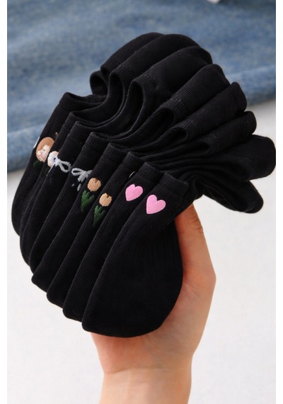 Hitit Socks Kadın 5 Çift Premium Kalite Fiyonk Çiçek Ve Kalp ... Çok Renkli