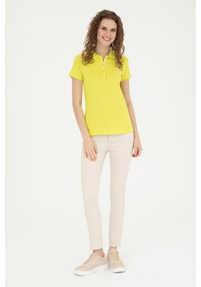 U.S. Polo Assn. Kadın Fıstık Yeşili Basic Polo Yaka Tişört 50289361-VR087