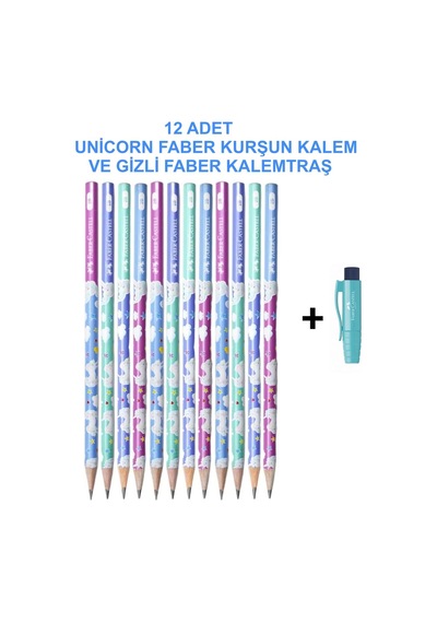 Unicorn Kurşun Kalem 12'li Set 2b + Gizli Kalemtraş Çok Renkli