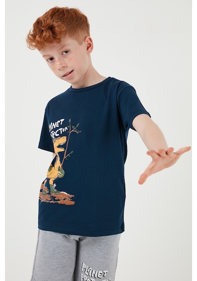 Lela Pamuklu Regular Fit Bisiklet Yaka Şortlu Alt-Üst Erkek Çocuk Takım 6212009 Indigo