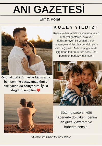 Anı Gazetesi Posteri, Doğum, Özel Gün, Nişan, Düğün, Her An İçin Kişiselleştirilebilir Hatıra