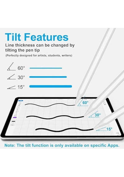 Apple Uyumlu iPad  10.2 2021 9.nesil Avuç Içi Algılamayan Stylus Kalem 3 Adet Yedek Uç Dahil