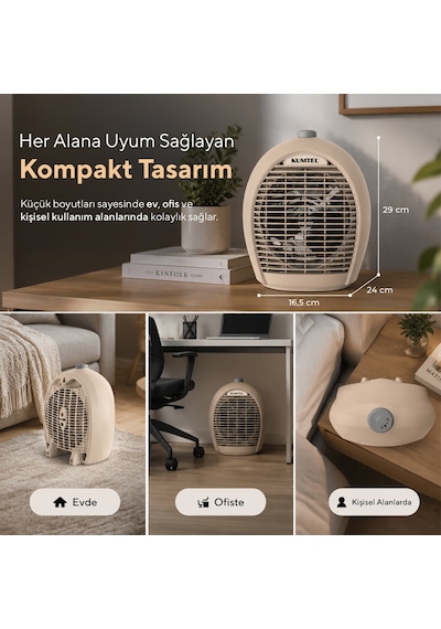 Kumtel LX-6331 2000 W Elektrikli Fanlı Isıtıcı Krem