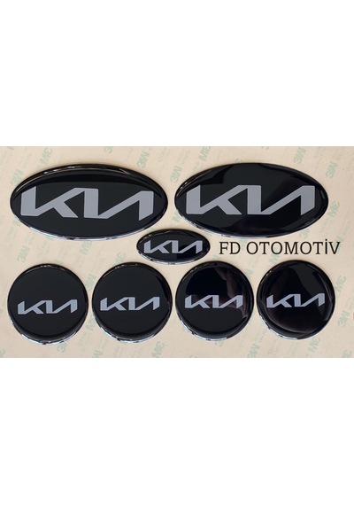KIA / Ceed , Rio , Cerato Özel Yeni Yazılı Kıa Logo Amblem Takım Siyah / Gri