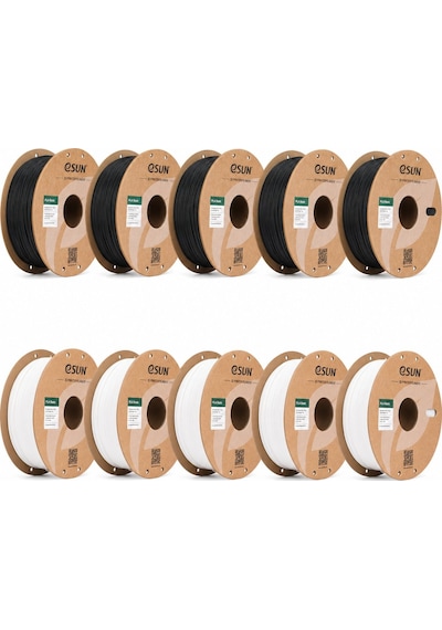 Esun Pla Basic Beyaz / Siyah Filament 10 Lu Kutu 1.75 Mm 1 Kg - 5 Beyaz + 5 Siyah - Bisiparisver