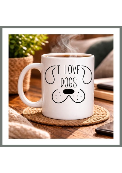 Mmb-trade Köpek Severlere Özel I Love Dogs Kupa Model 182 Sevimli Köpek Tasarımlı Porselen Kahve Kupası Hediyelik Kupa Mmbz Diğer