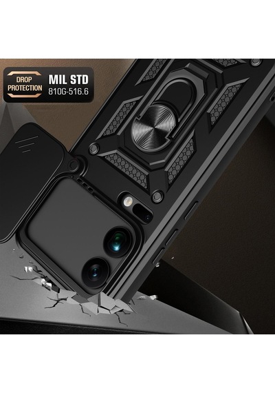 Caseonn Xiaomi 17 Pro Kılıf Sürgülü Kamera Korumalı Yüzüklü Mıknatıslı Tank Kapak Lacivert