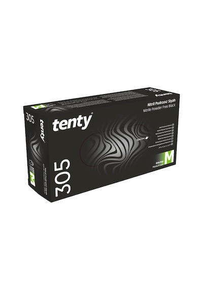 Tenty 305 Pudrasız Nitril Eldiven M Beden Siyah 100'lü