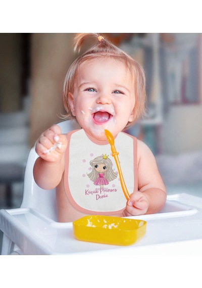 BK Kids Kişiye Özel Pembe Bebek Mama Önlüğü - Model 145 Pembe