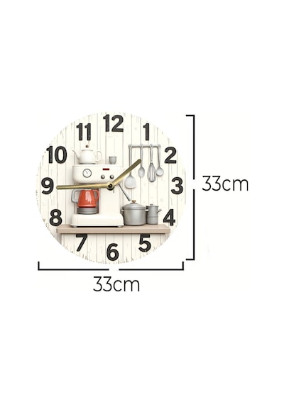Kitchen Style Mutfak Temalı Mdf Duvar Saati Sessiz Mekanizma 3d Görünümlü Sdw230 Renkli
