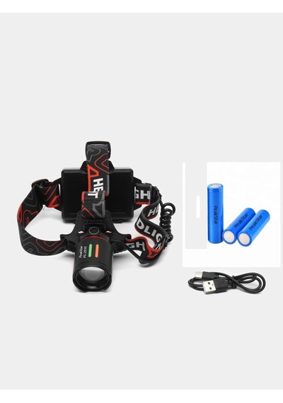 Peakstar Ps-2910 3000 Lümen Şarjlı Profesyonel Zoomlu Kamp Avcı Balıkçı Kafa Lambası Feneri Çok Renkli