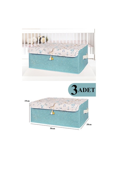 3 Adet Baby Çok Amaçlı Kapaklı Kutu Düzenleyici Baza Boy Mavi