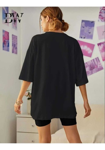 Kozia Outdoors Malkoçbey Houston Baskılı Oversize Unisex Basic T-şihirt Siyah SIYAH