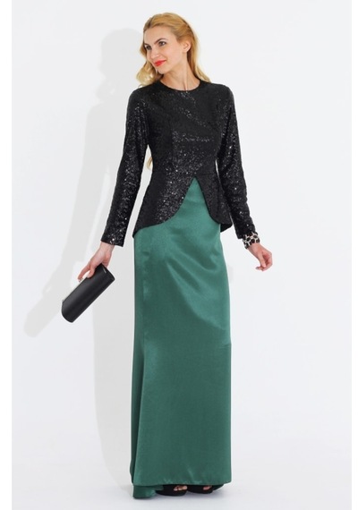 Nidya Moda Büyük Beden Peplum Payet Çeket-5010S Çok Renkli