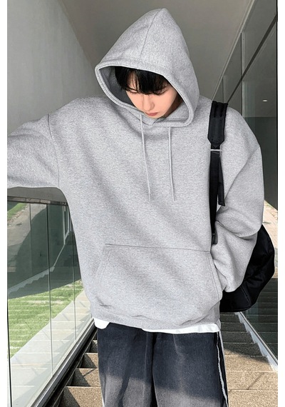 Genius Store Erkek Sweatshirt Kanguru Cepli İçi Polarlı 3 İplik Kapüşonlu Oversize Sweatshirt Kanguru-sweatshırt Gri