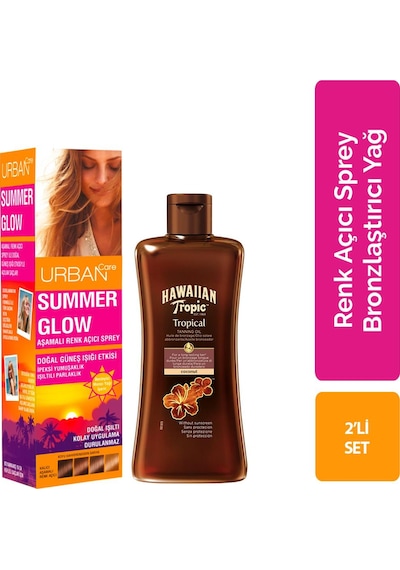 Urban Care Summer Glow Aşamalı Renk Açıcı Sprey 150 ML + Hawaiian Tropic Bronzlaştırıcı Vücut Yağı 200 ML