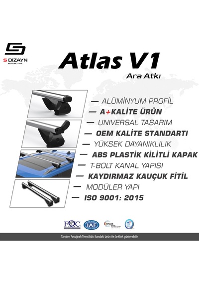 Drstuning S-dizayn Vw Passat B7 Alltrack S-bar Atlas V1 Ara Atkı Tavan Taşıyıcı Barı Gri 130 Cm 2010-2014 A+ Kalite