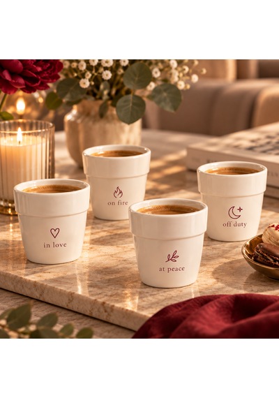 Espresso Mood 4'lü Porselen Espresso Bardak Seti Krem