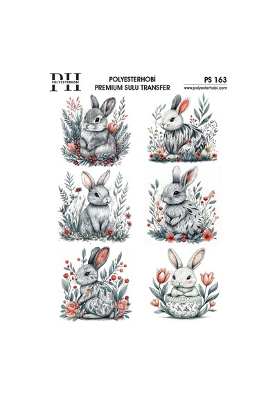 Polyesterhobi Premium Sulu Transfer 25x35 Cm Tavşan Desenli Ps 163